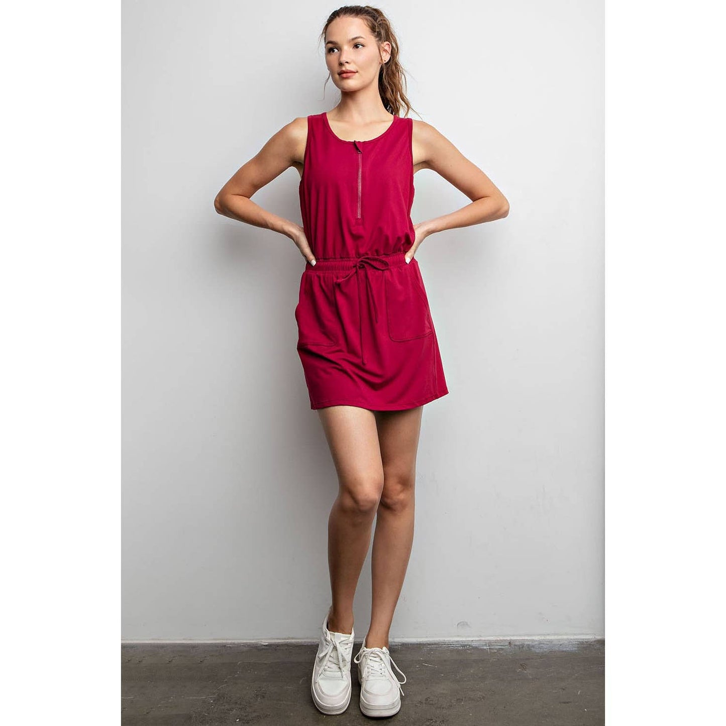 The Lizzie Romper Dress in Pomegranate