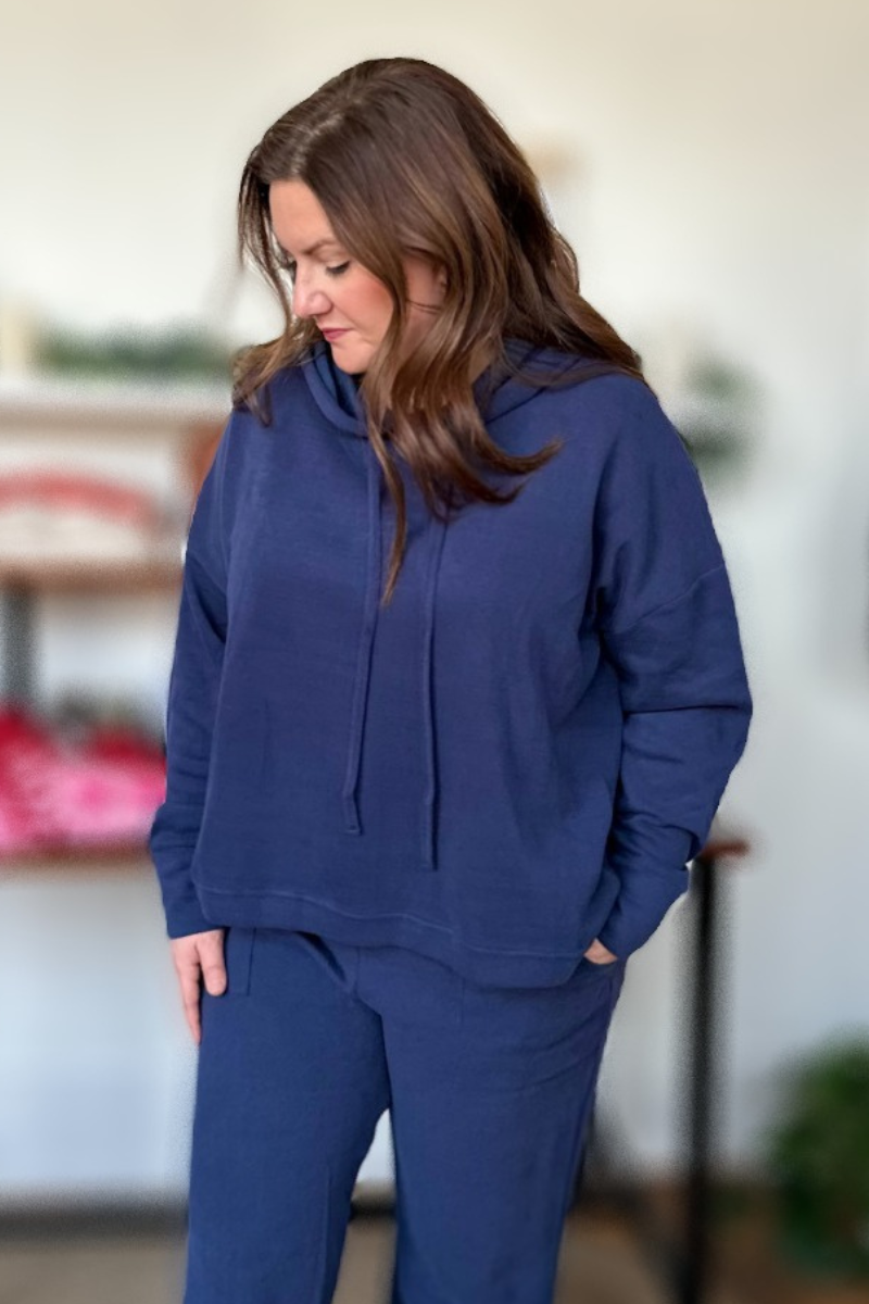 Mila Knit Hoodie- Navy
