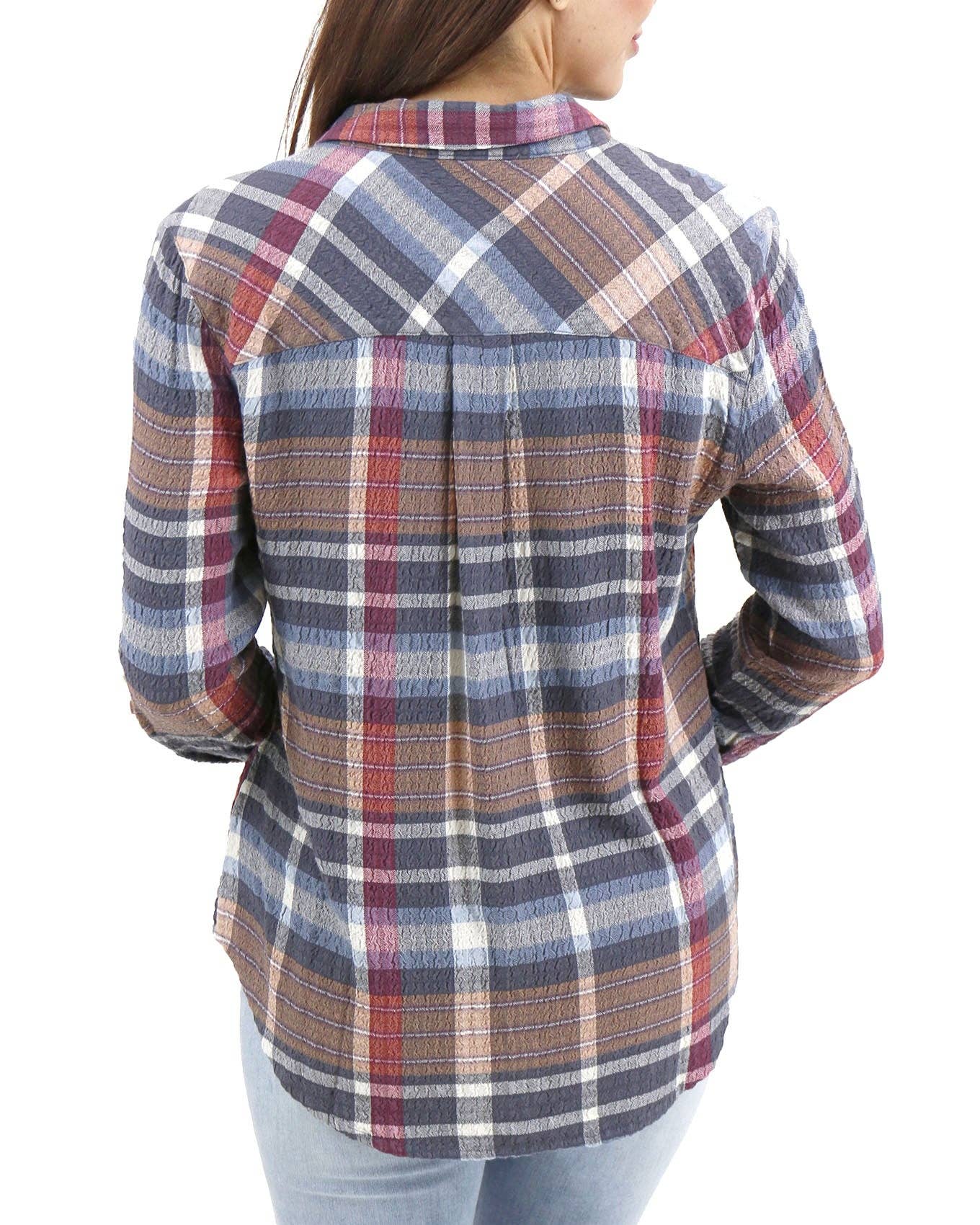 The Grace Flannel in Navy Plaid