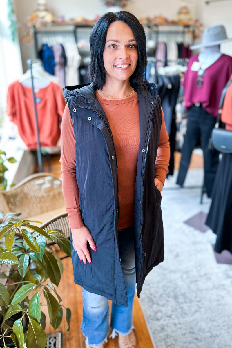 The Finn Long Vest with Hood