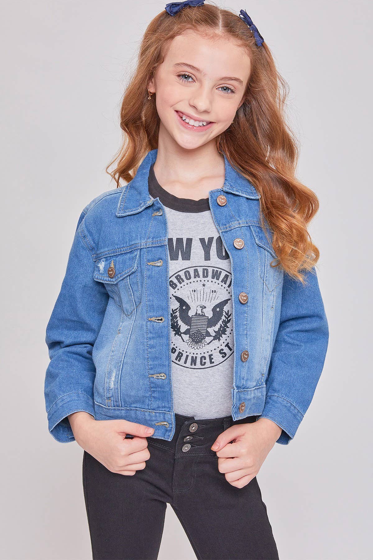 Girls Basic Oversized Denim Jacket by YMI