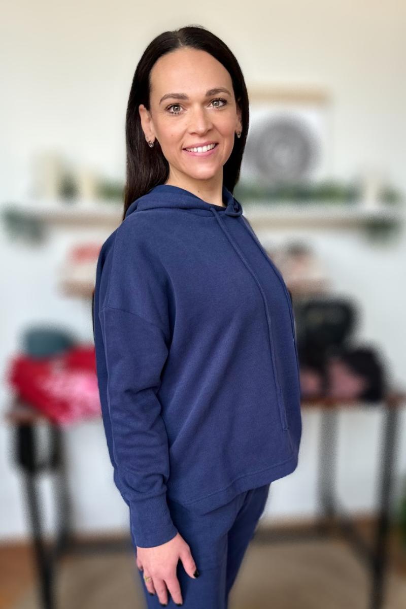 Mila Knit Hoodie- Navy