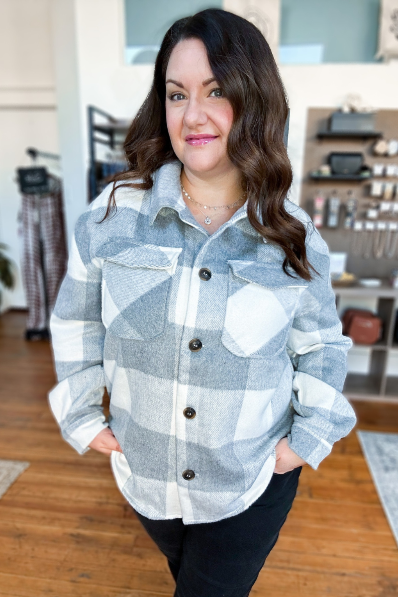 The Murphy Shacket in Soft Grey