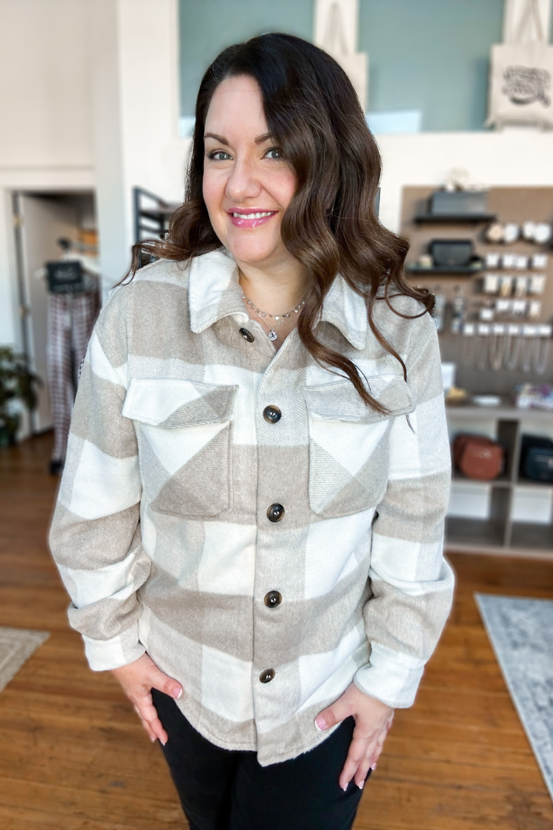 The Murphy Shacket in Soft Taupe