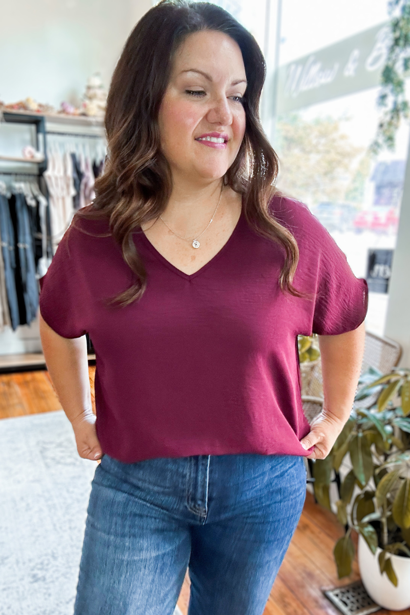 Ayla Top in Burgundy