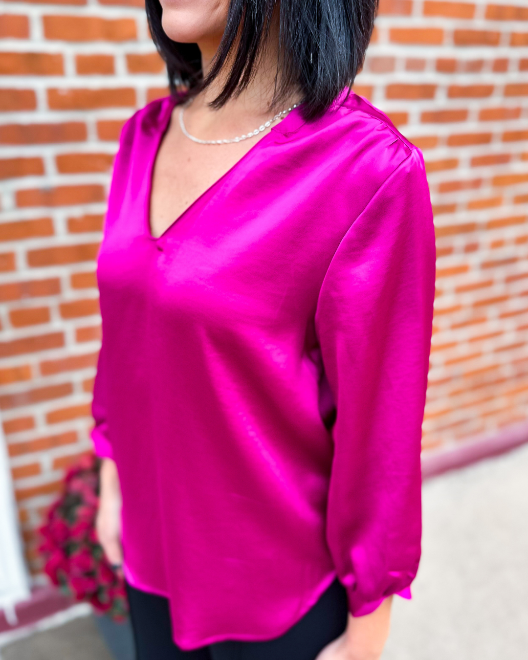 Ellie 3/4 Sleeve Top in Fuchsia