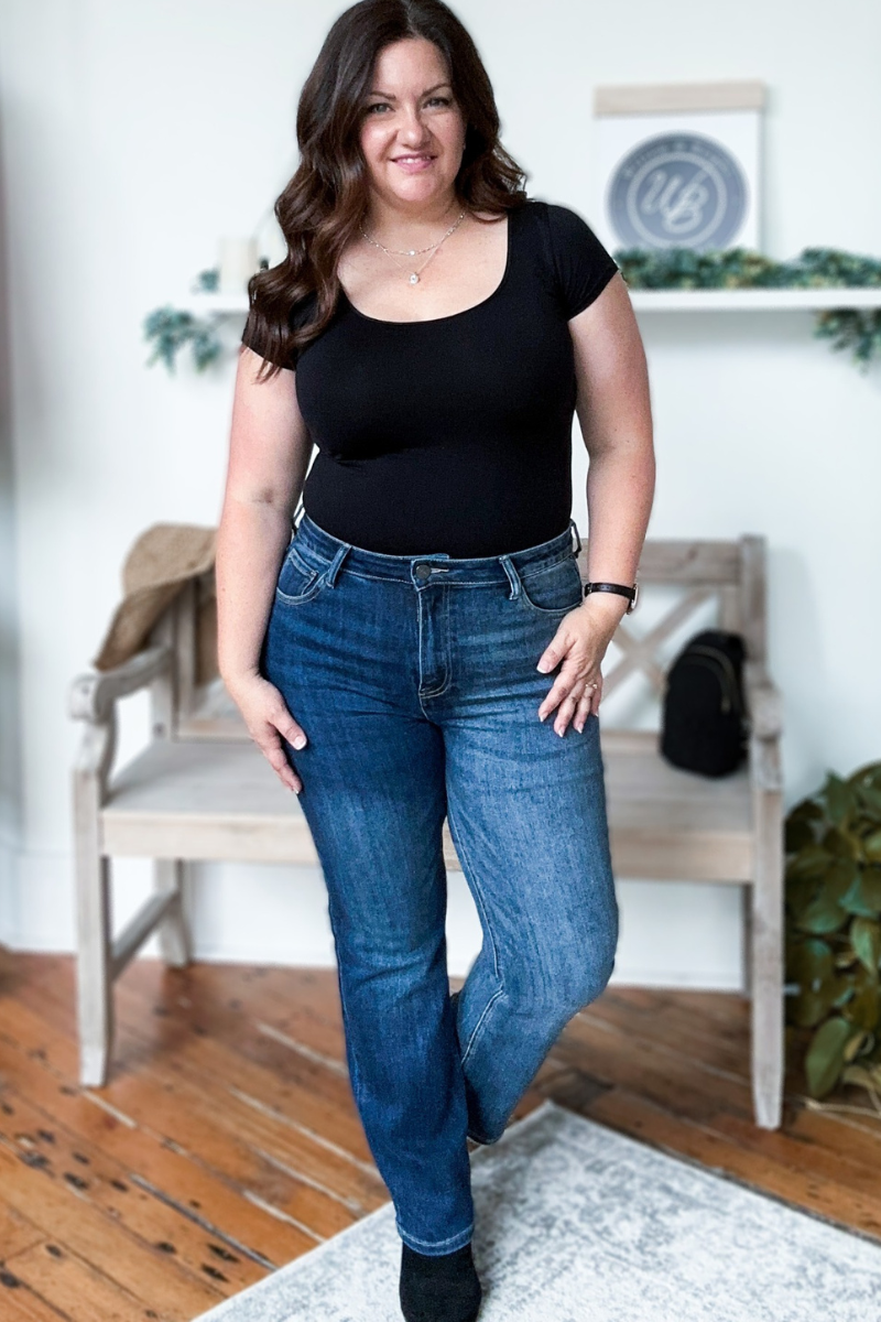 Millie High Rise Straight Jeans Indigo Combo