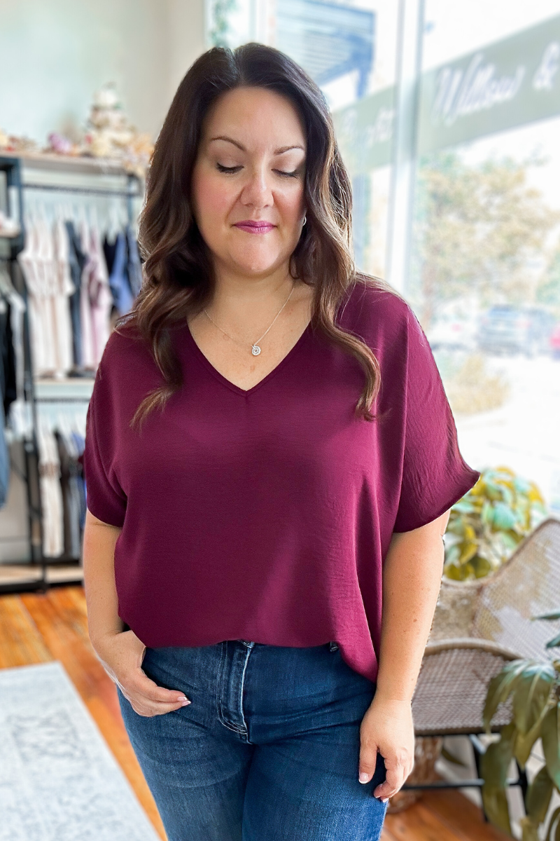 Ayla Top in Burgundy