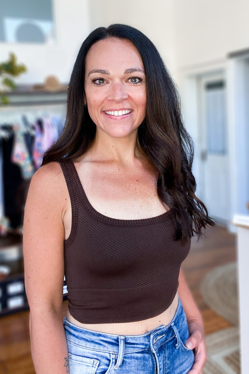 Vintage Chevron Crop Top - Chocolate