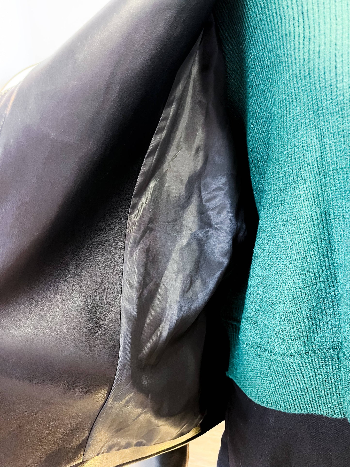 Motto Style Vegan Leather Jacket in Black