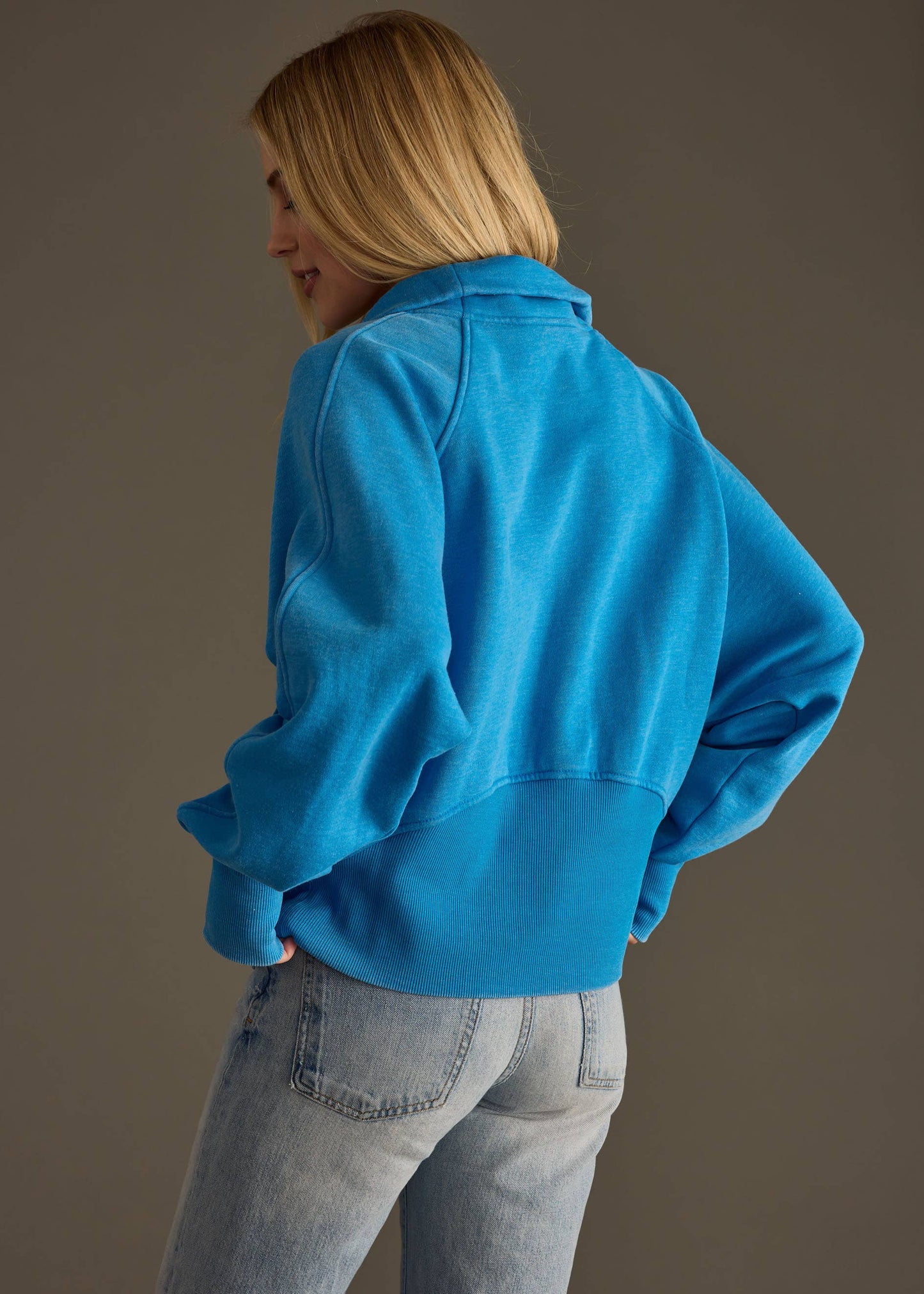 Val Quarter Zip Sweatshirt in blue by Panache Apparel Co