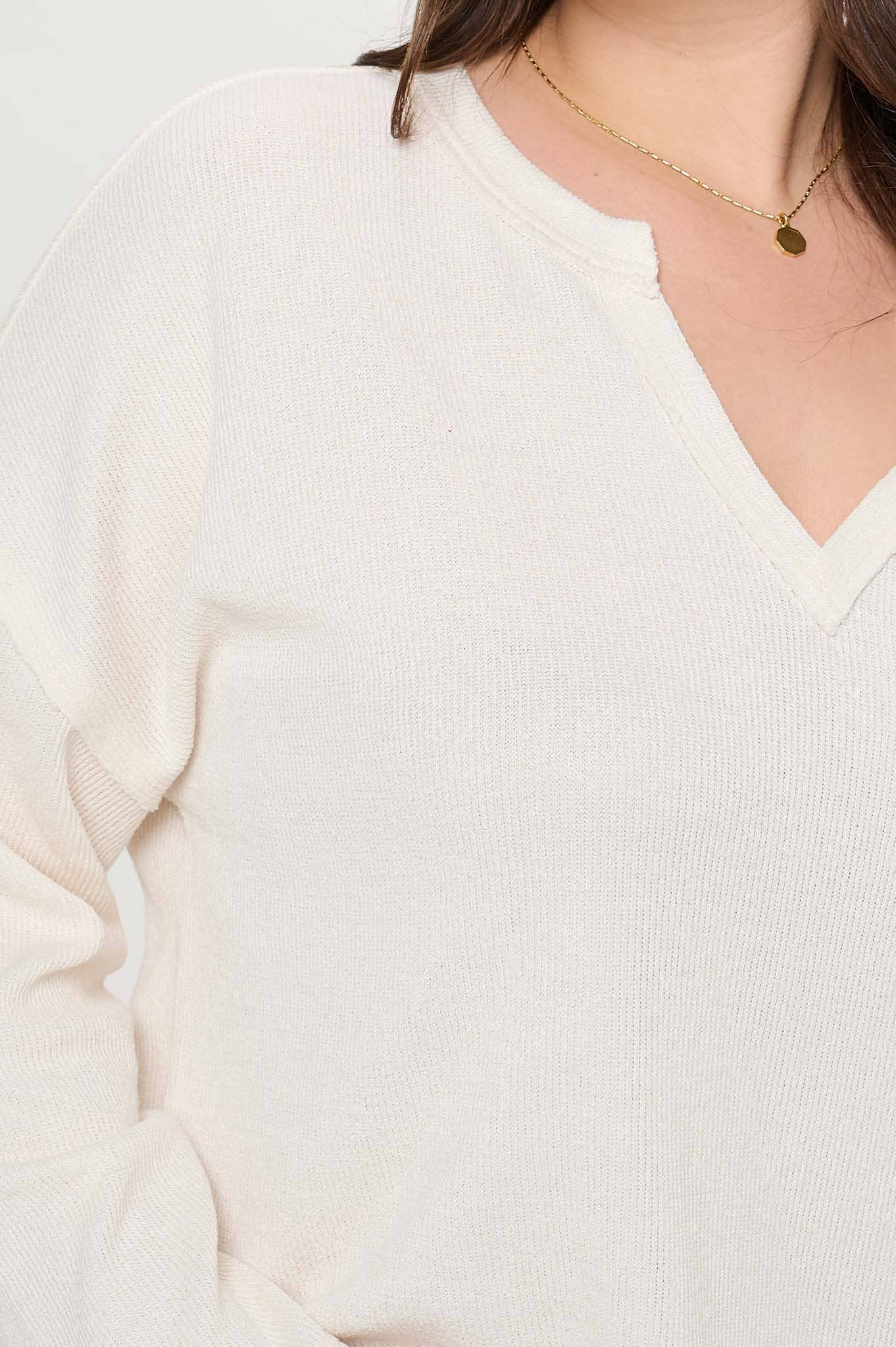 Solid Knit Top in Cream (Plus Size)