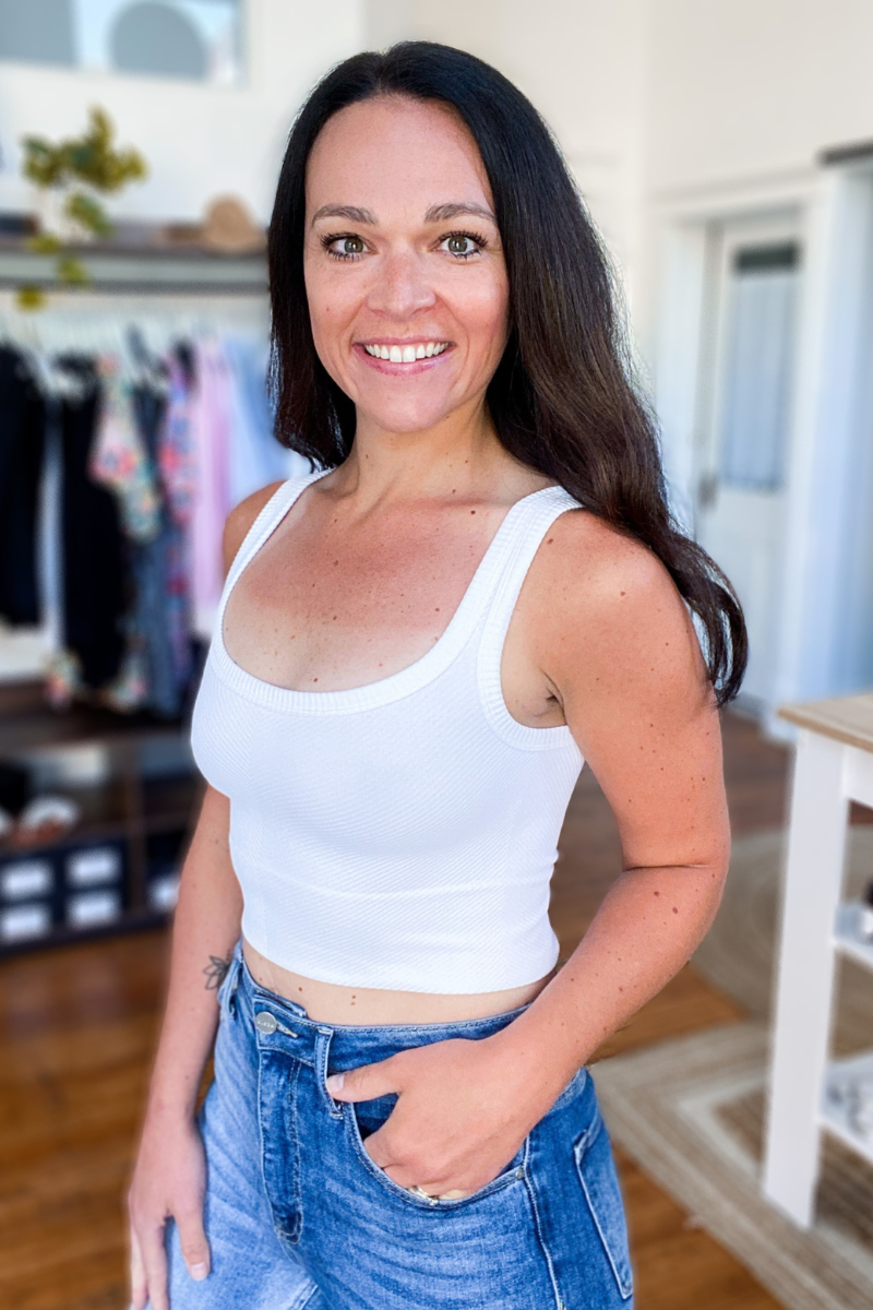 Nikibiki - Vintage Chevron crop top - White