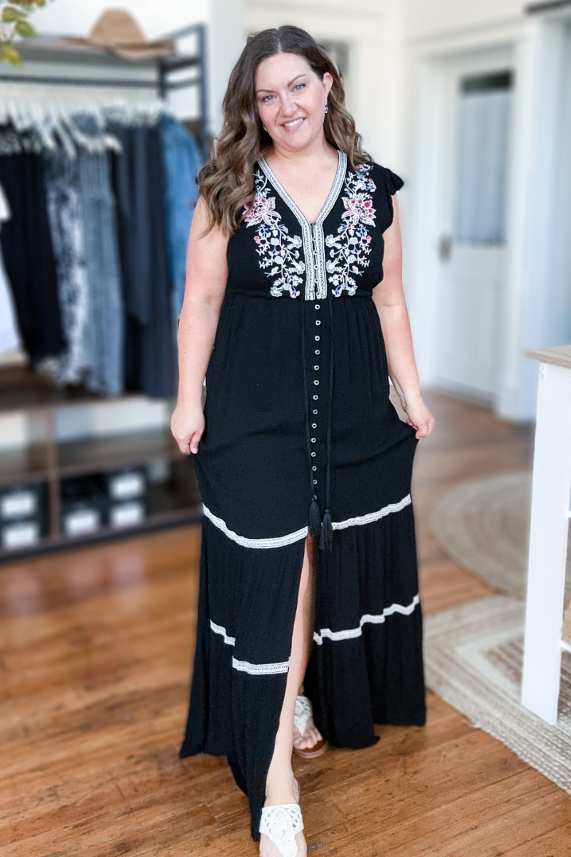 Luna Embroidered Maxi Dress
