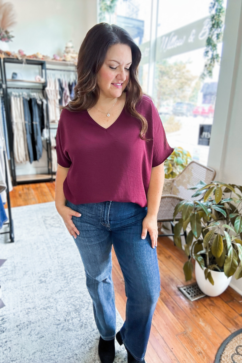 Ayla Top in Burgundy