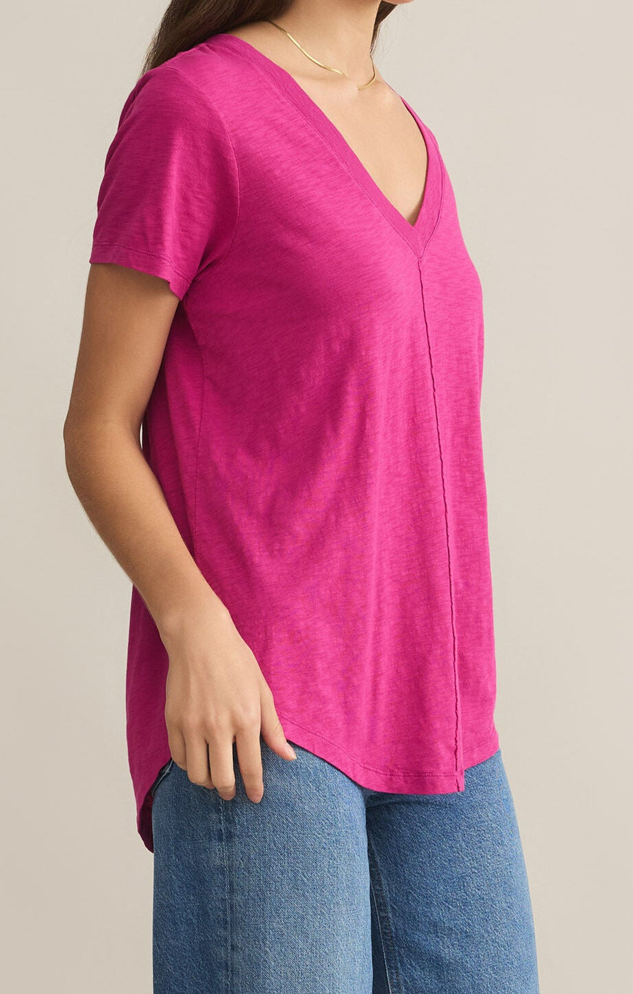 Asher V Neck in Magenta by ZSupply