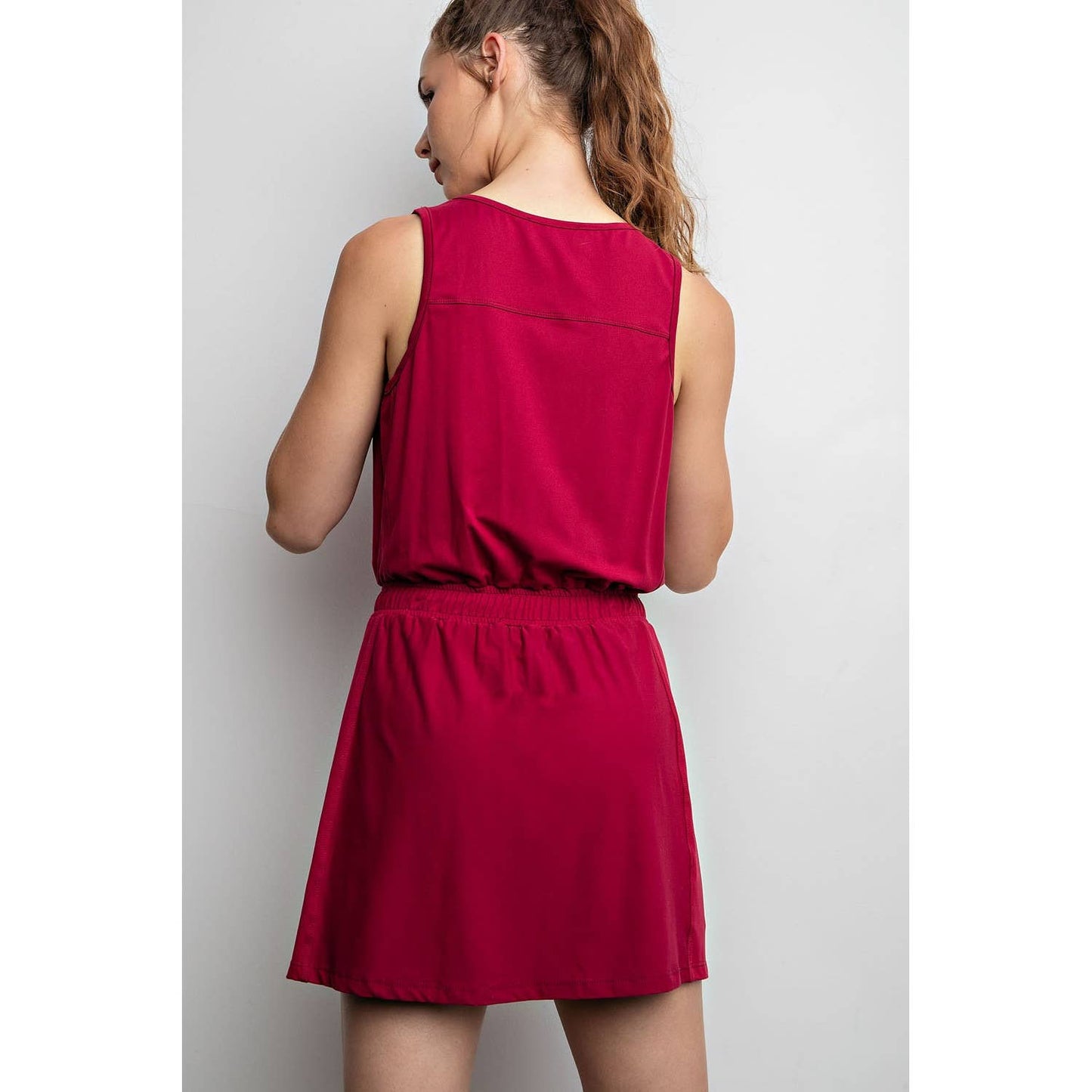 The Lizzie Romper Dress in Pomegranate