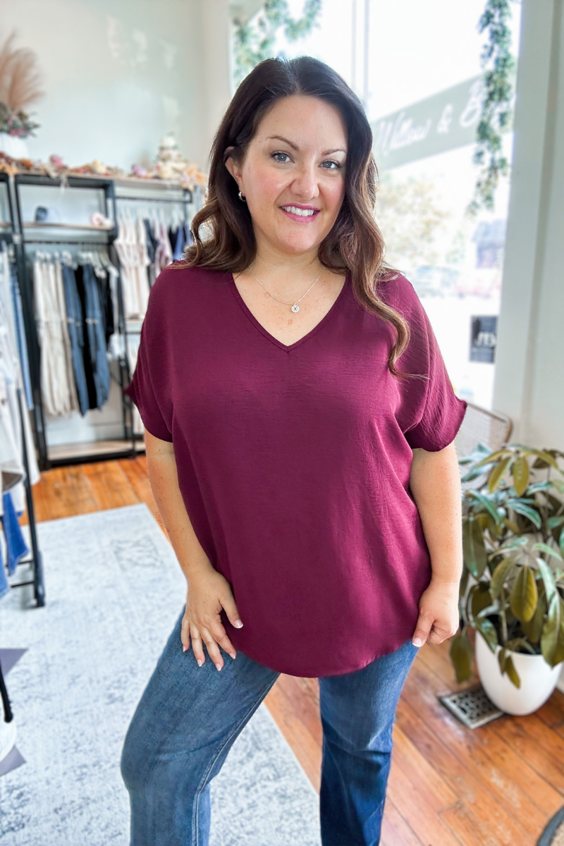 Ayla Top in Burgundy