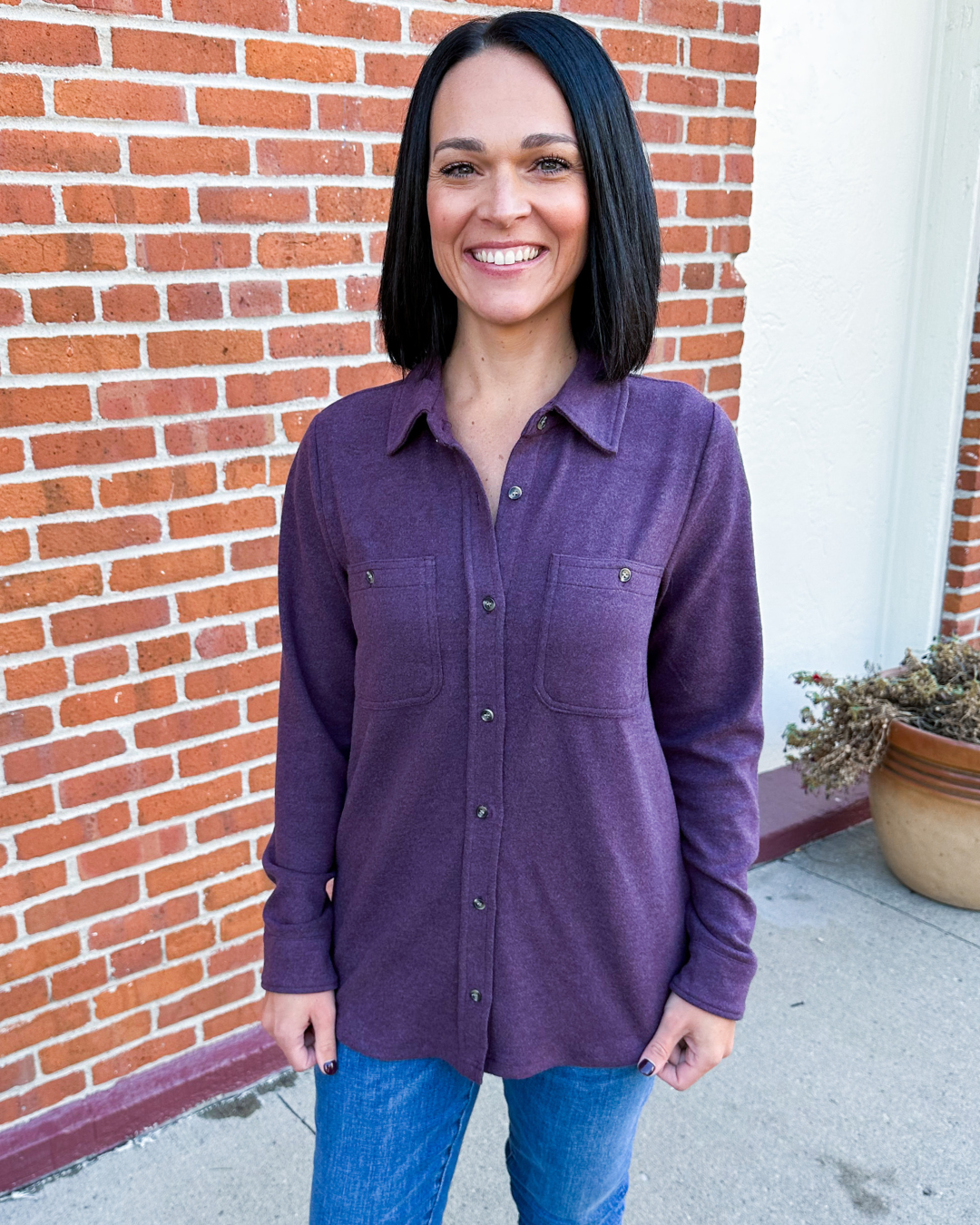 Lewis Button Down in Plum