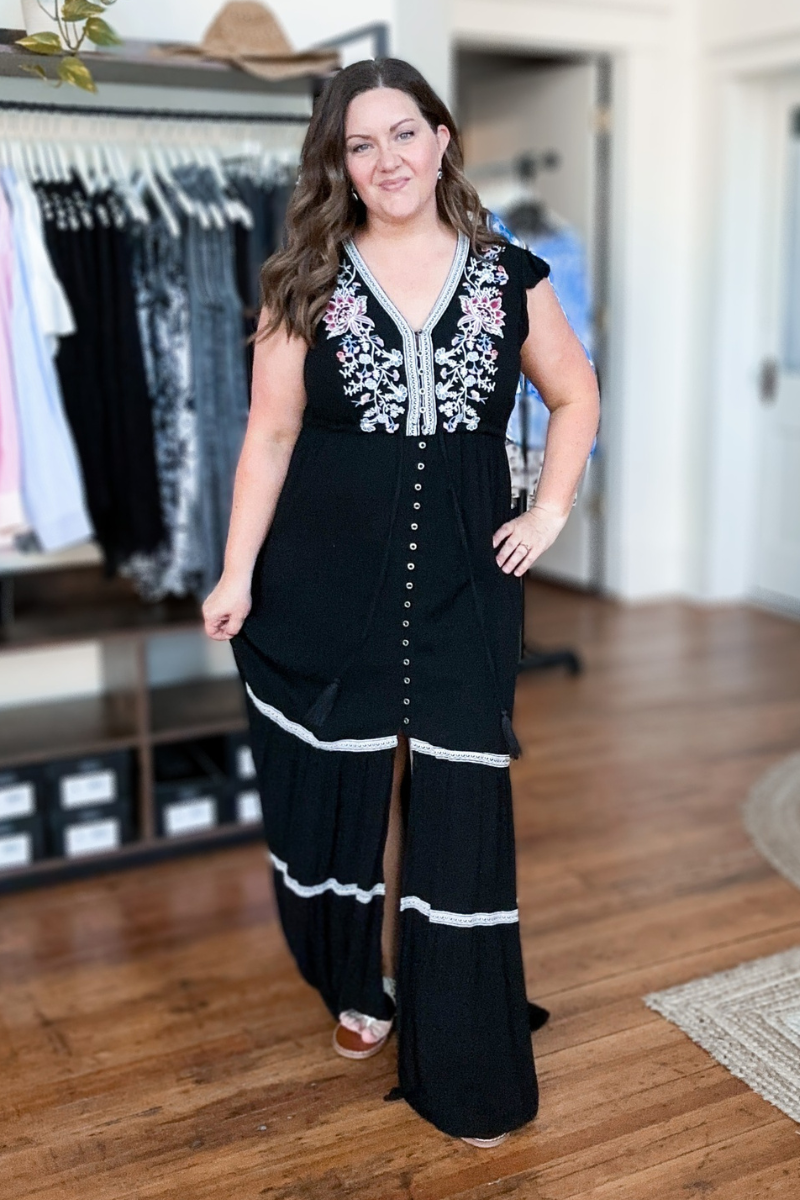 Luna Embroidered Maxi Dress