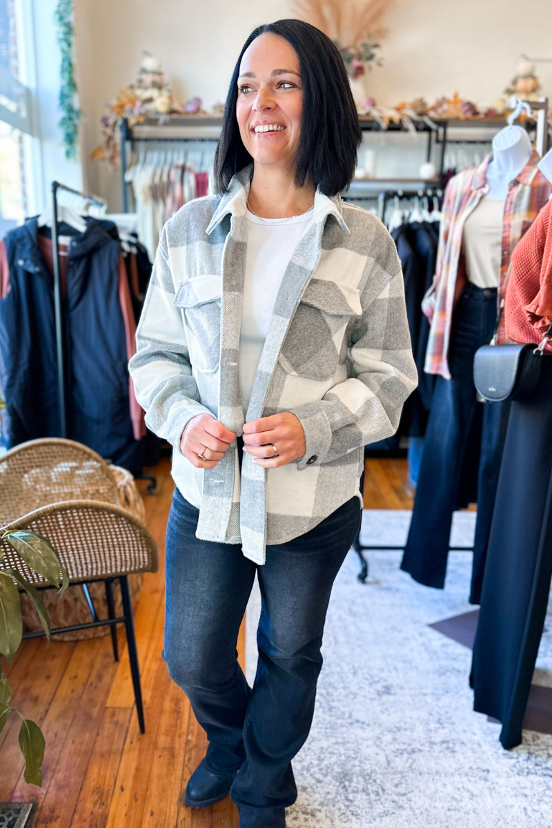 The Murphy Shacket in Soft Grey