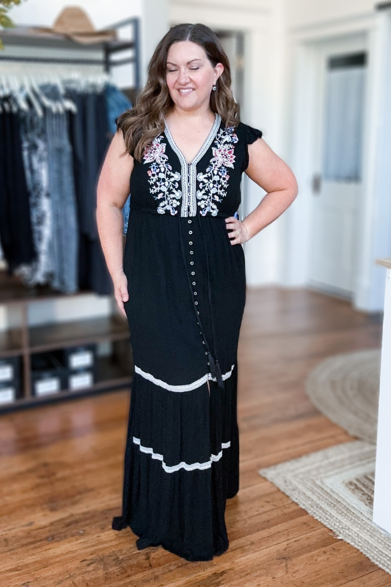 Luna Embroidered Maxi Dress