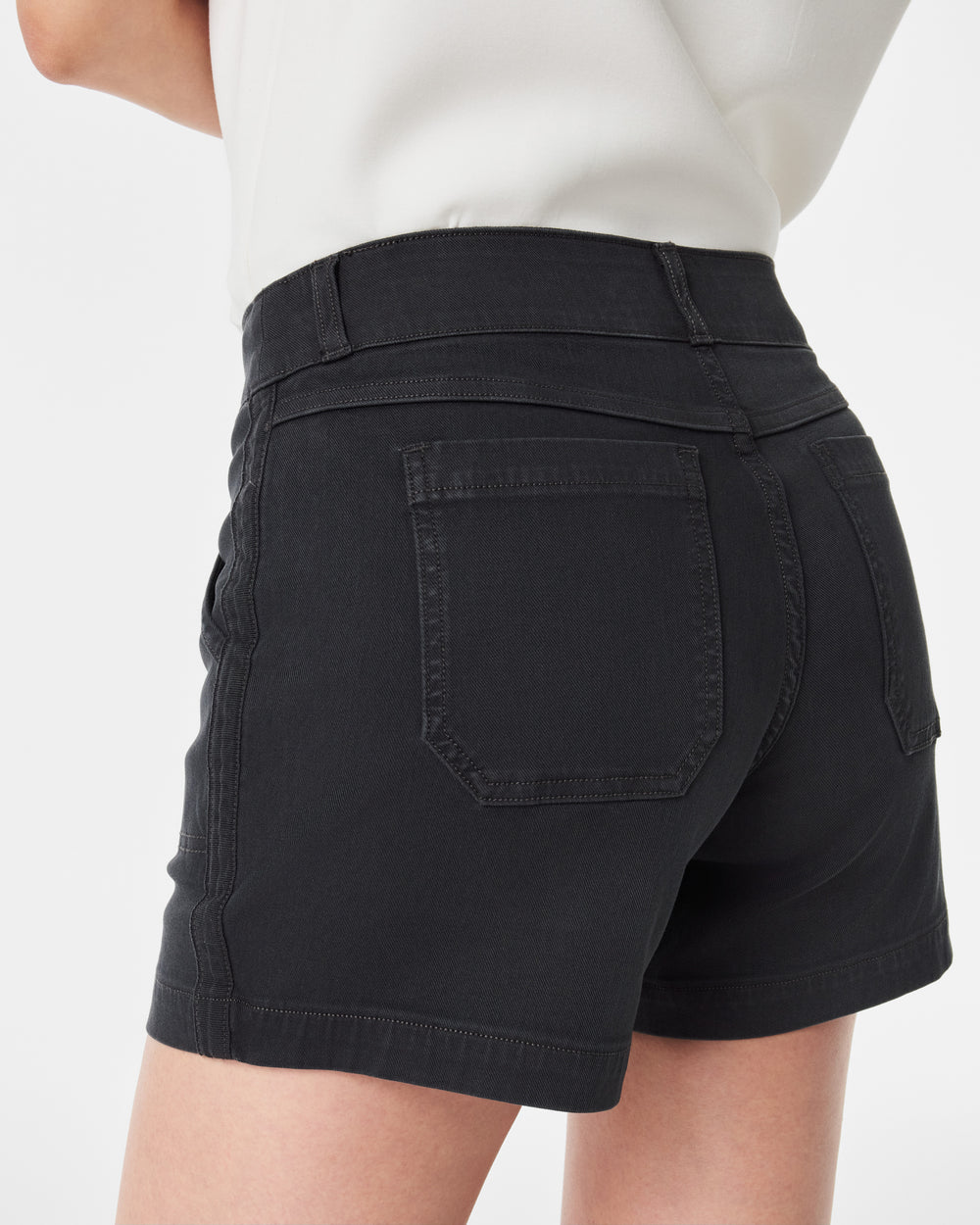 Spanx Stretch Twill Shorts, 4" in Washed Black
