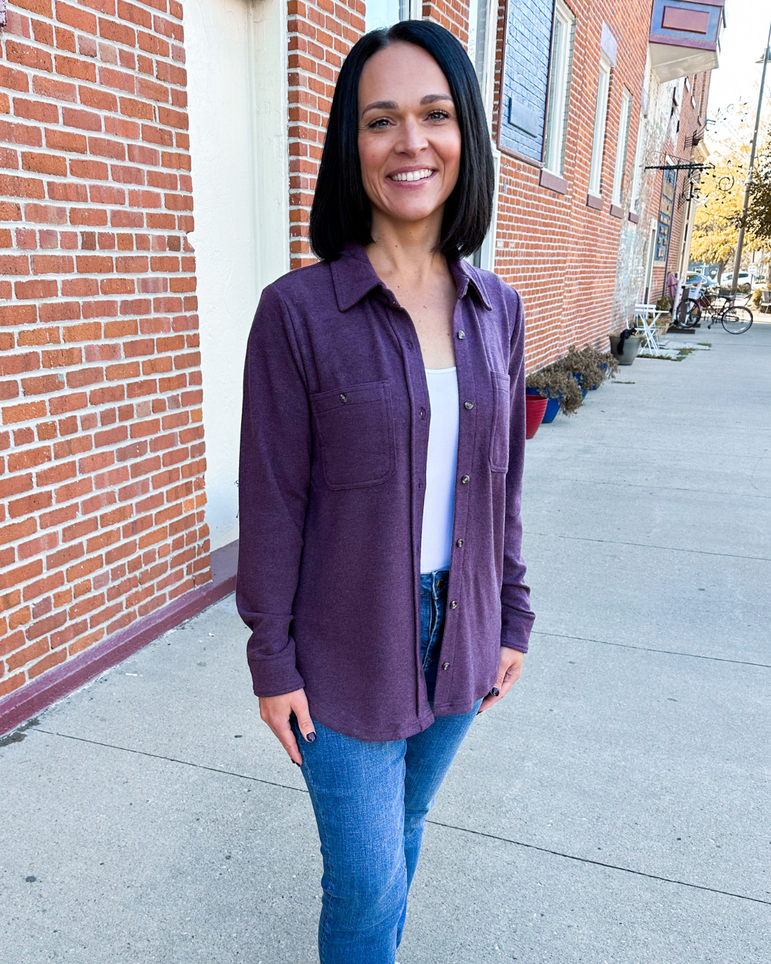 Lewis Button Down in Plum