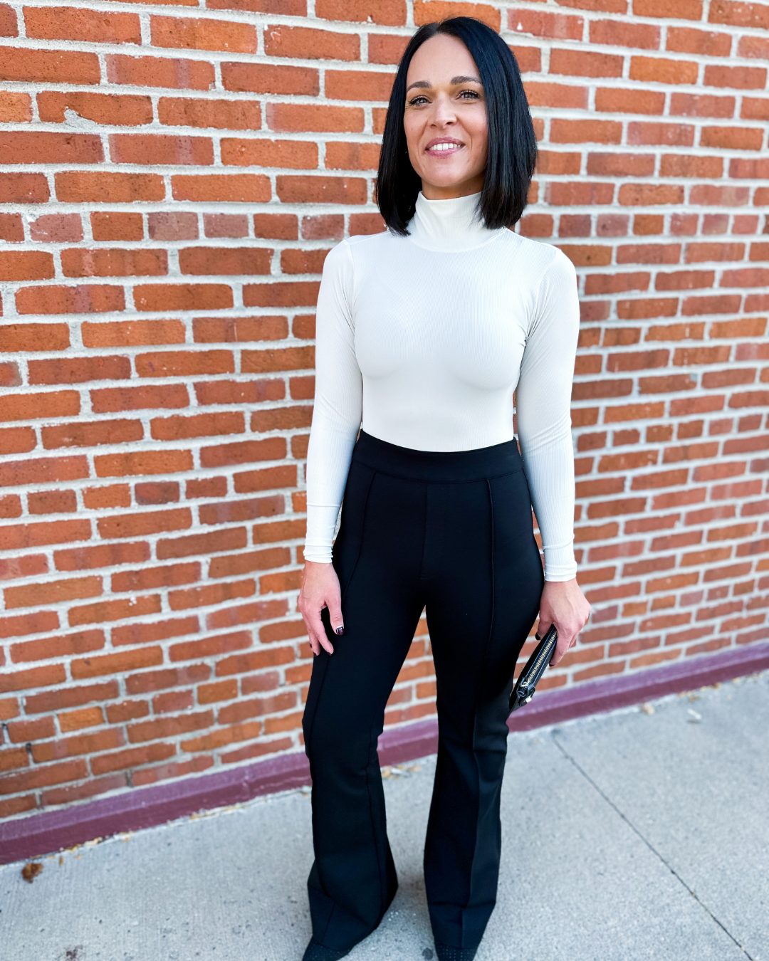 Suit Yourself Ribbed Long Sleeve Turtleneck Bodysuit in Parchment - Spanx