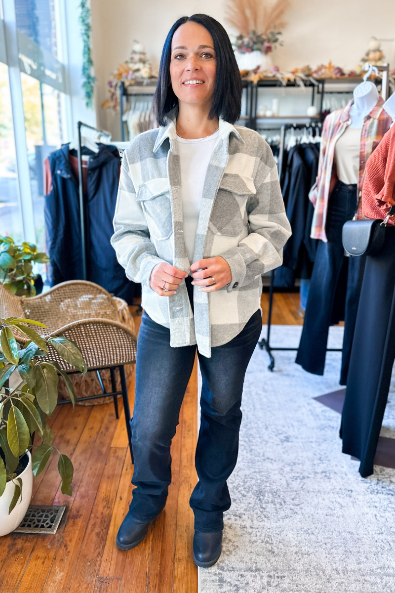 The Murphy Shacket in Soft Grey