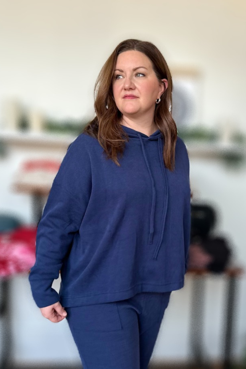 Mila Knit Hoodie- Navy