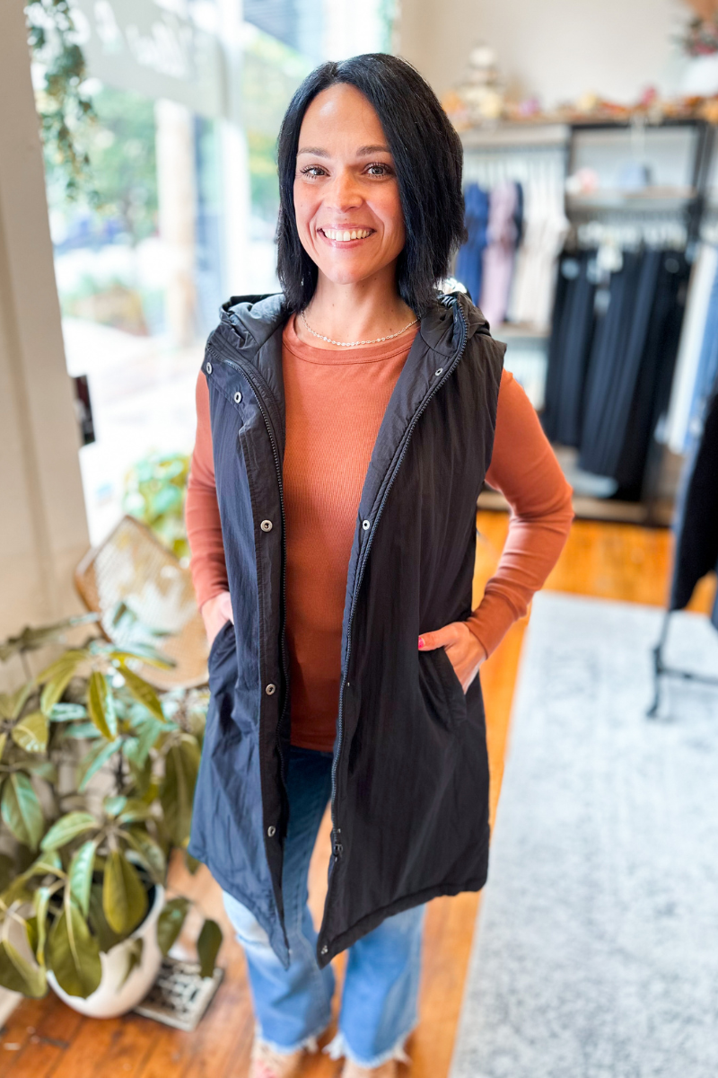 The Finn Long Vest with Hood