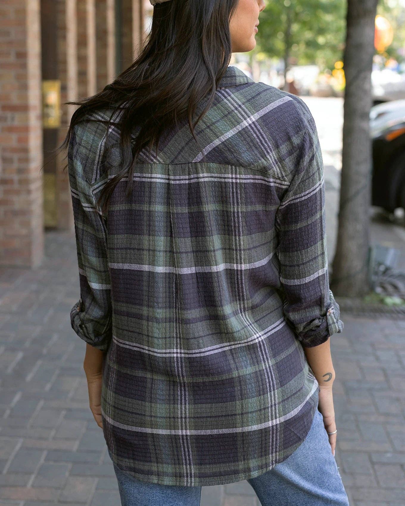 The Grace Flannel in Olive Green