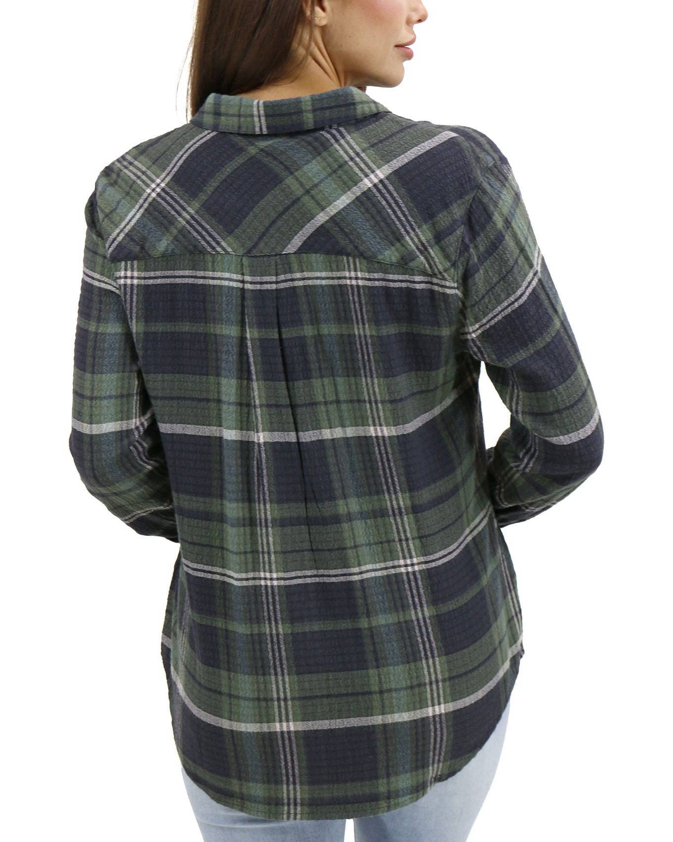 The Grace Flannel in Olive Green