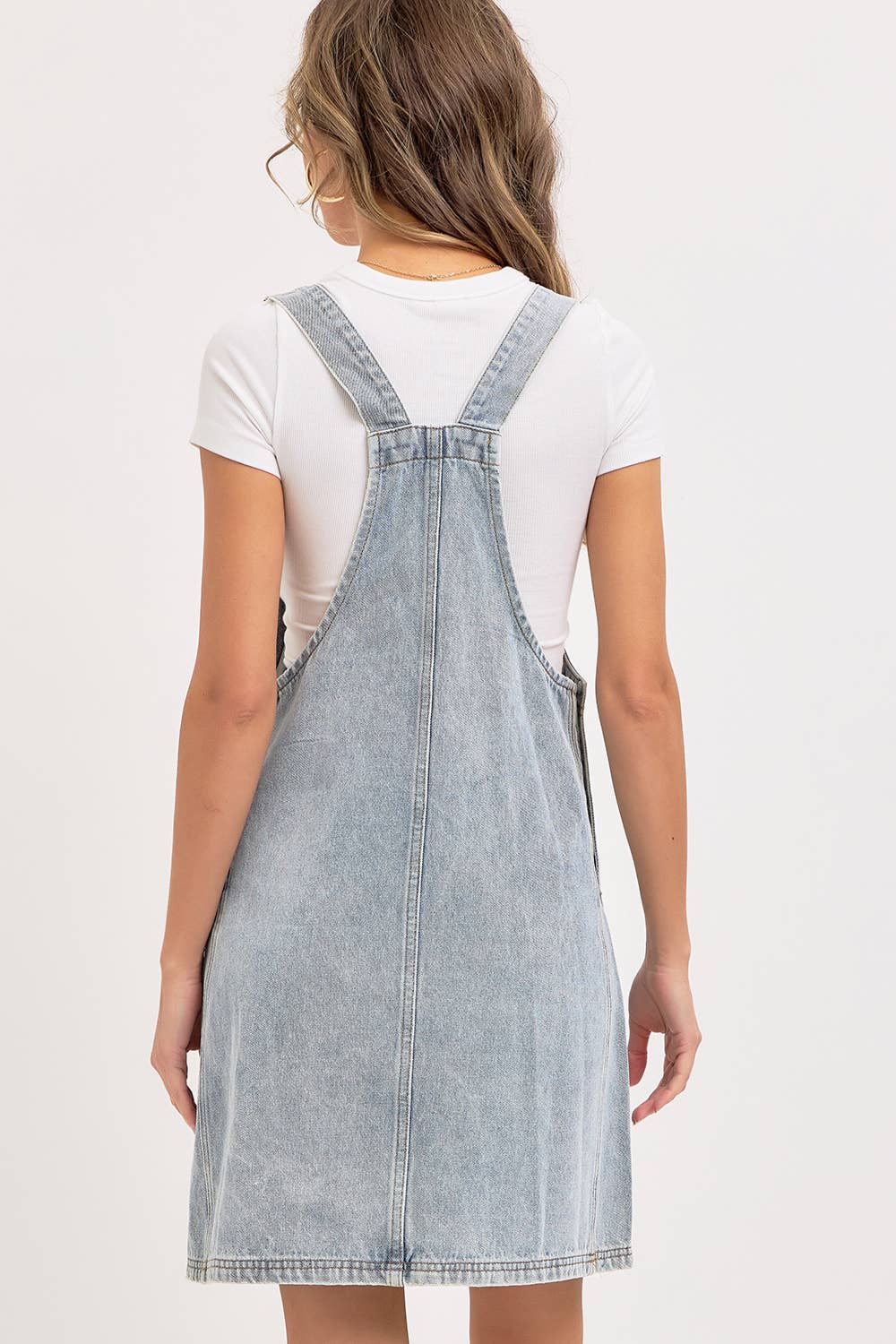 The Olivia Denim Overall Dress with pockets