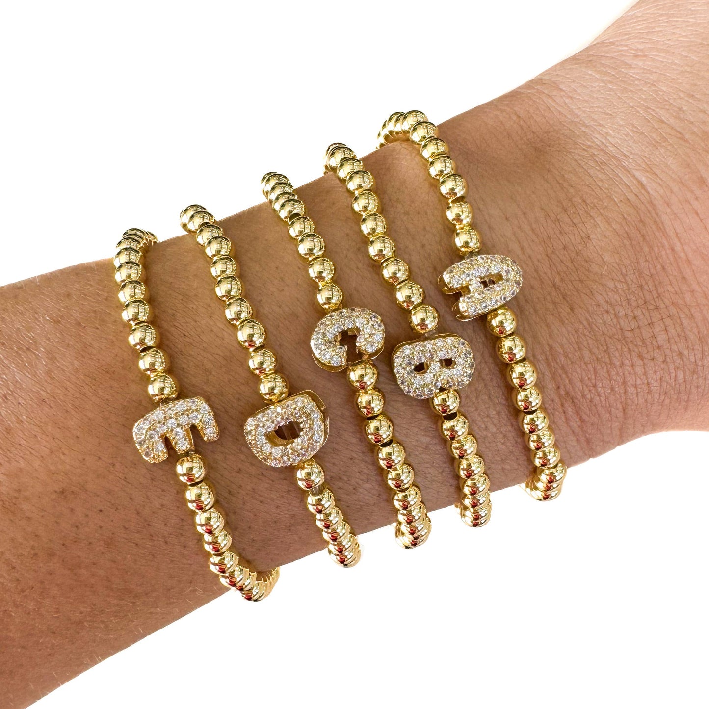 Initial Bubble Bracelet Gold Filled: H