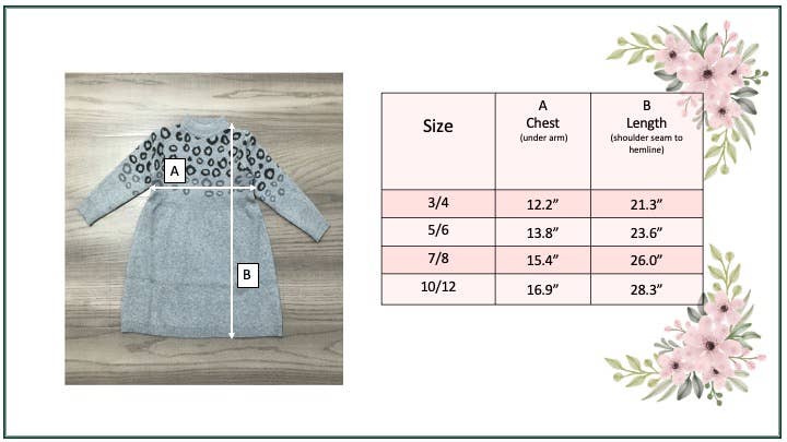 Gray & Black Leopard Print Long Sleeve Sweater Dress - youth size