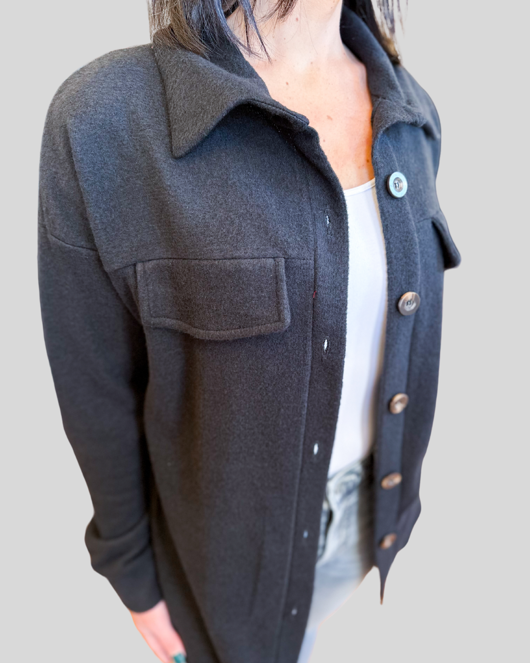 The Claudia Shacket in Black