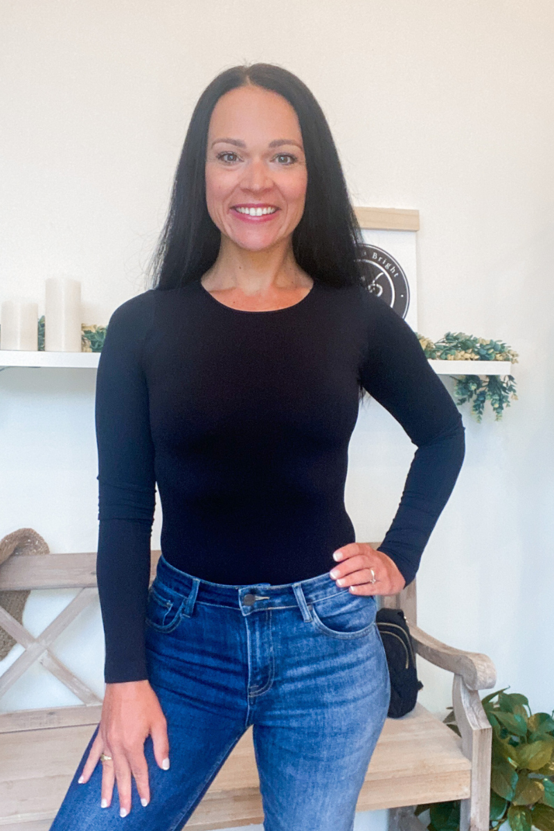 Eva Long Sleeve Crew Neck Top In Black