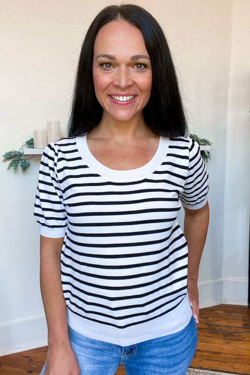 Evelyn Knit Top in Cream & Black