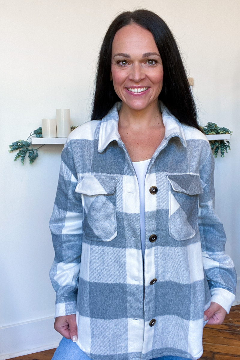 The Murphy Shacket in Soft Grey