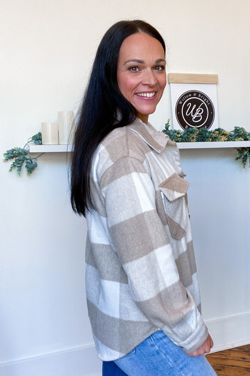 The Murphy Shacket in Soft Taupe