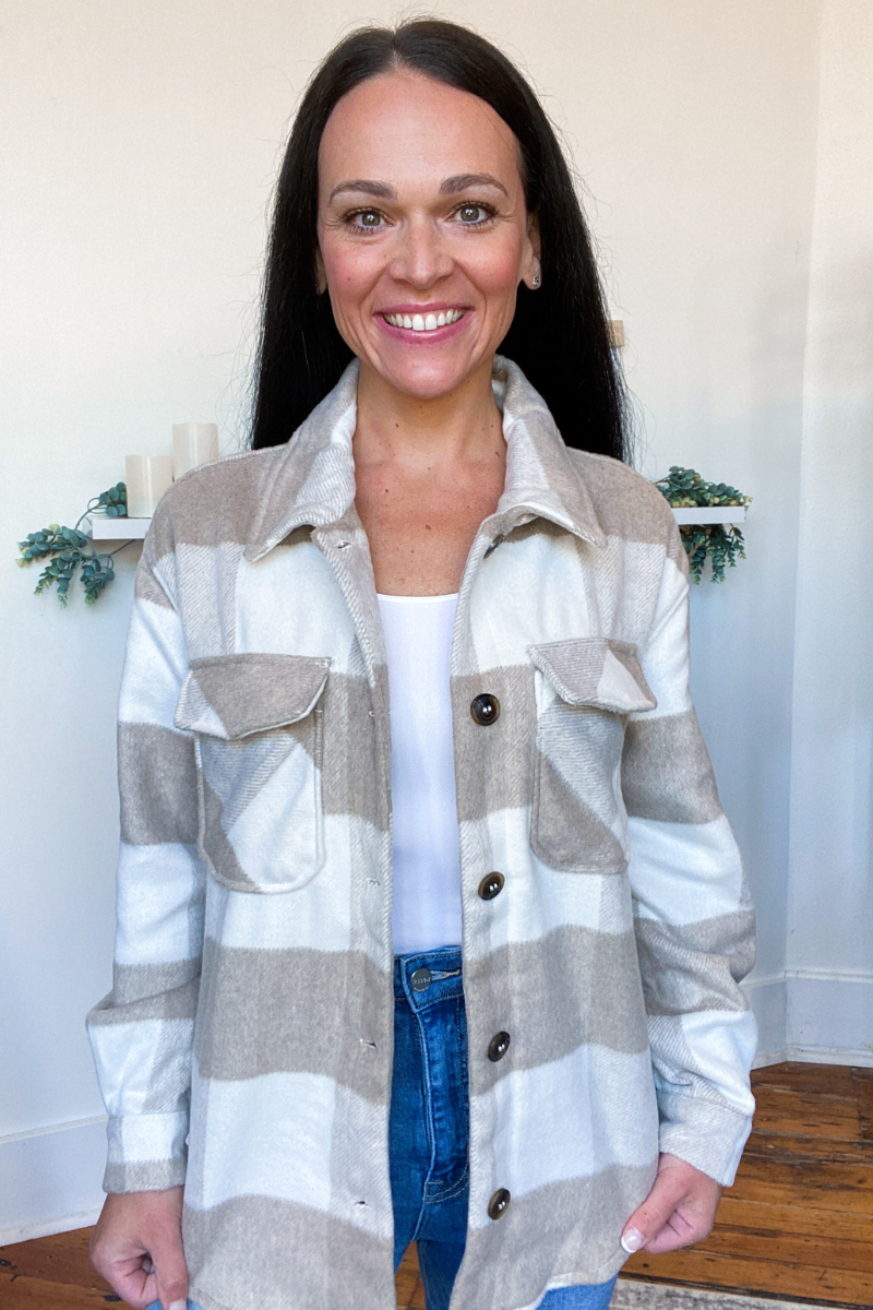 The Murphy Shacket in Soft Taupe