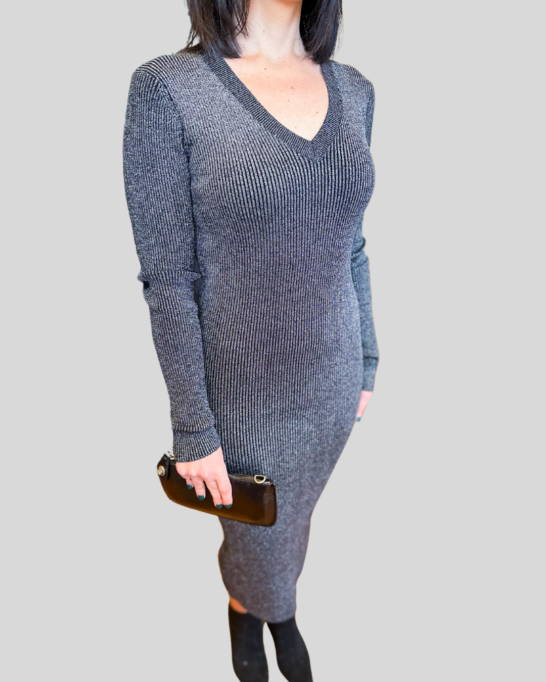 black midi dress
