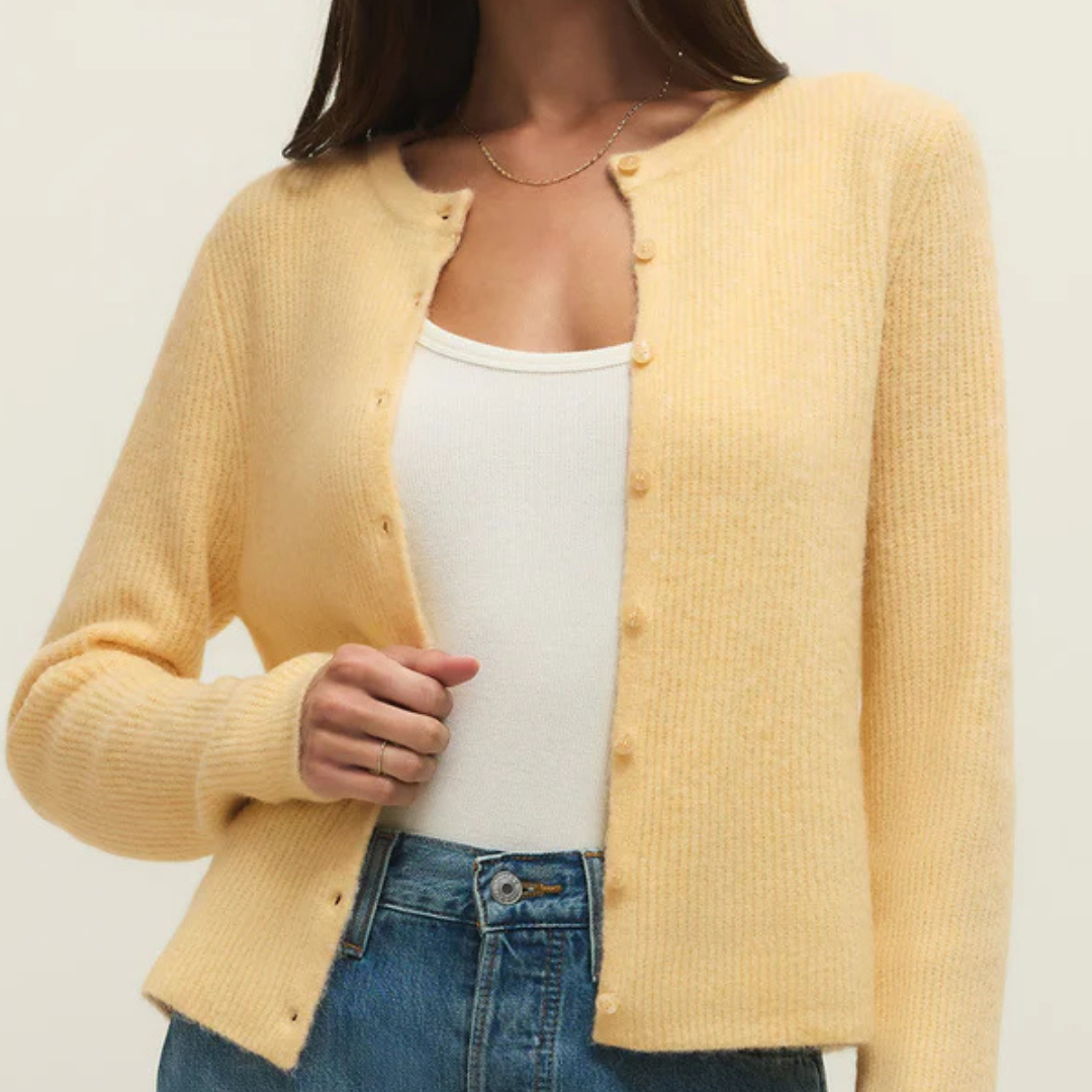 Medina Rib Cardigan in custard by Z Supply