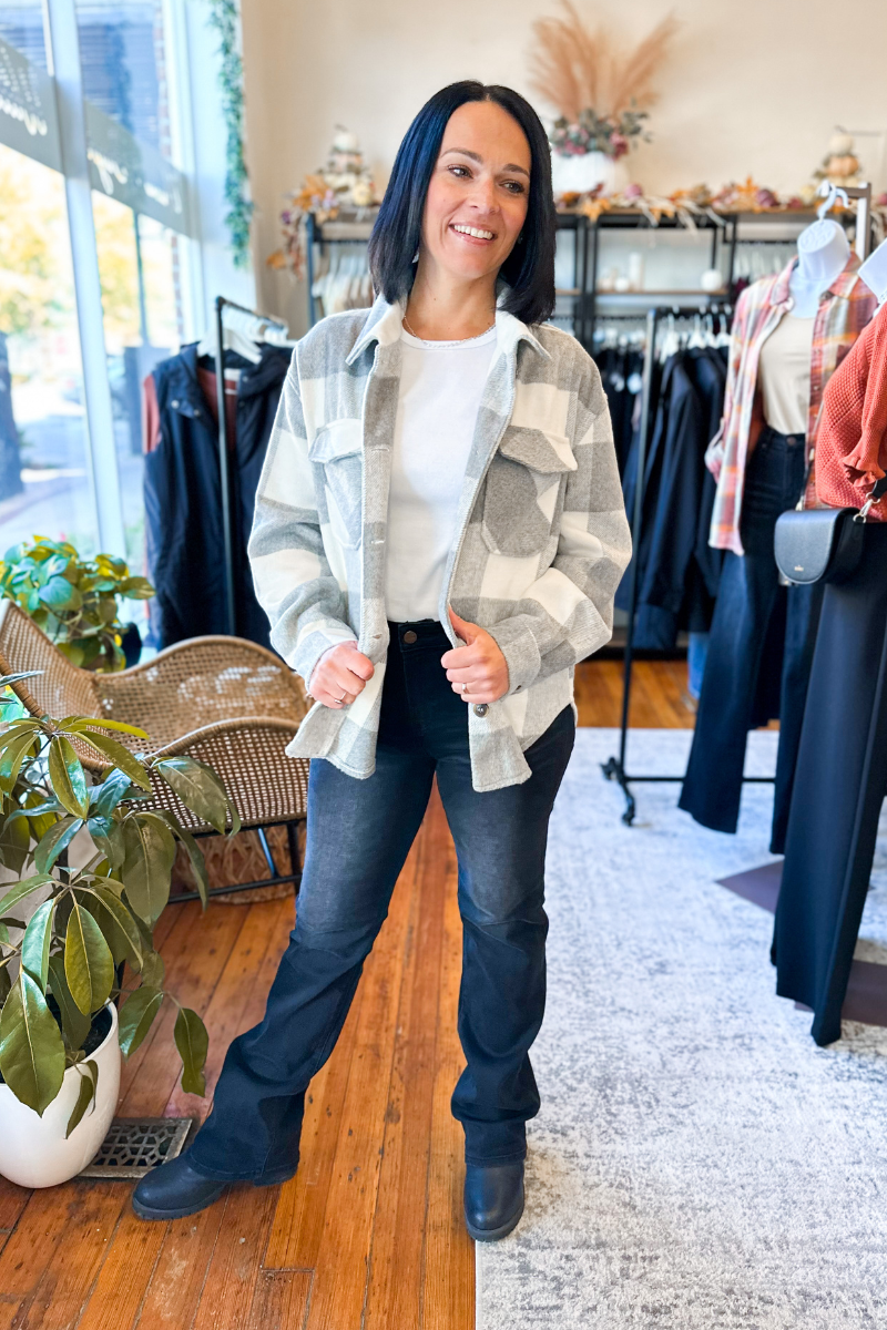 The Murphy Shacket in Soft Grey