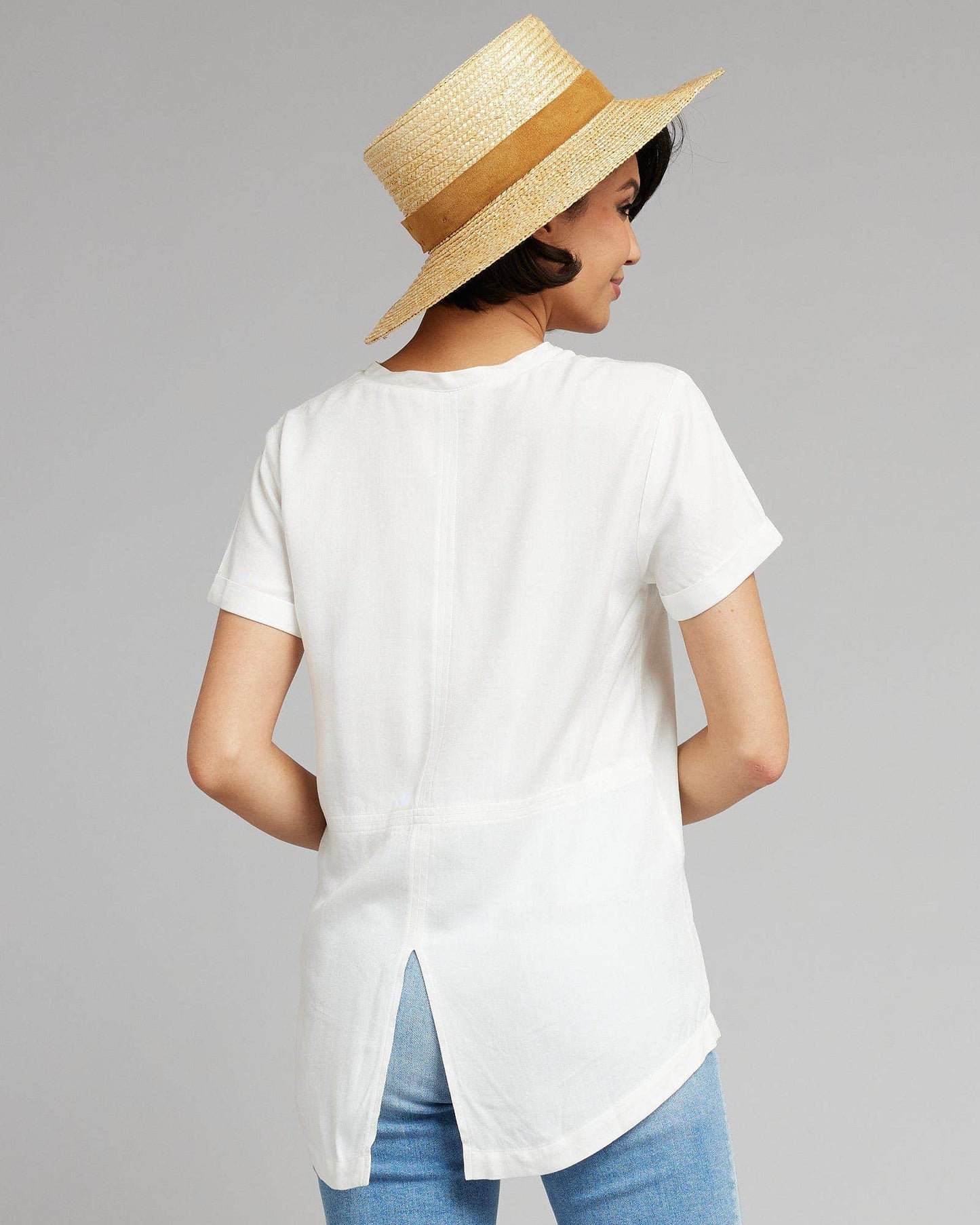 The Zola Airy Pocket Tee in Snow White
