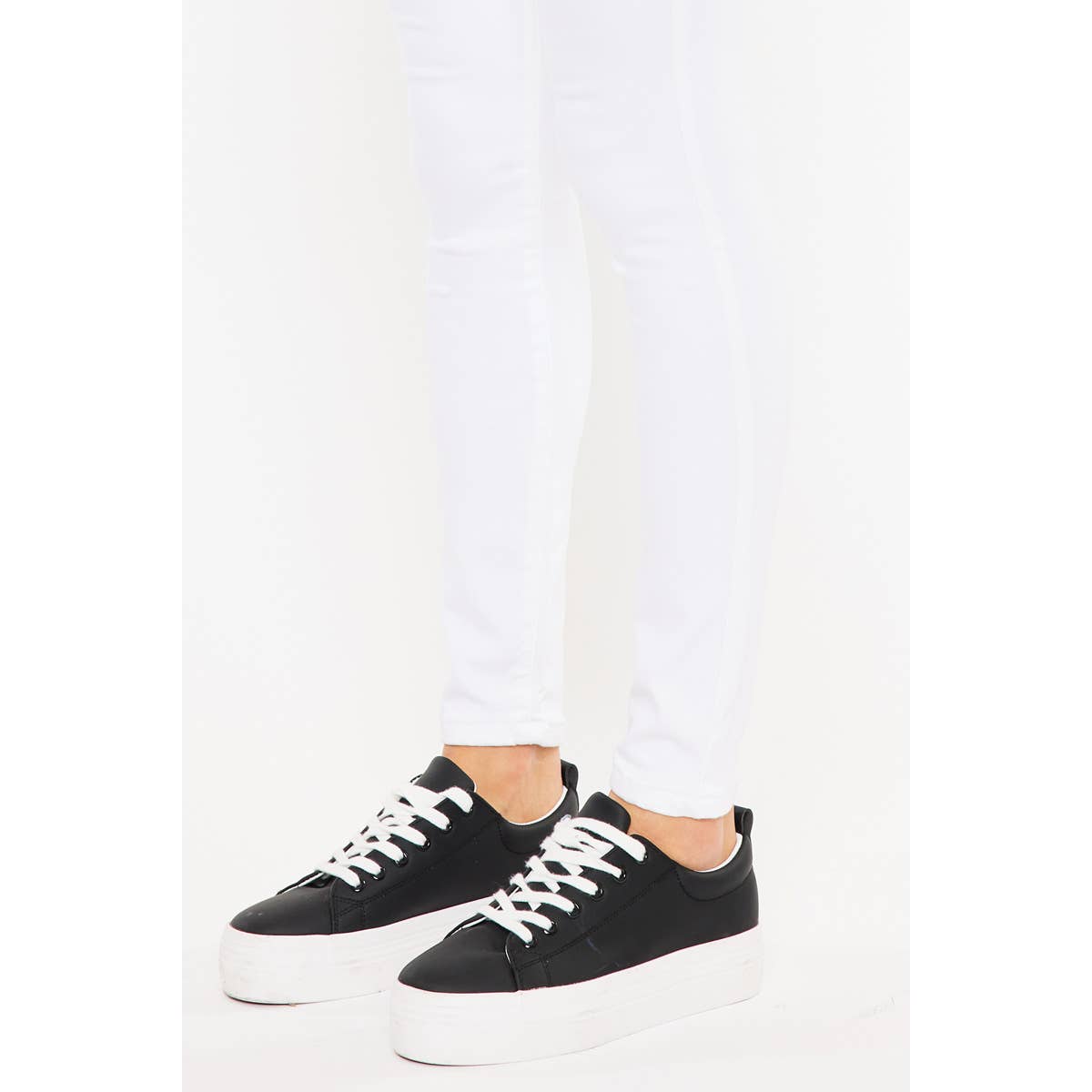 High Rise White Skinny Jeans by Kan Can