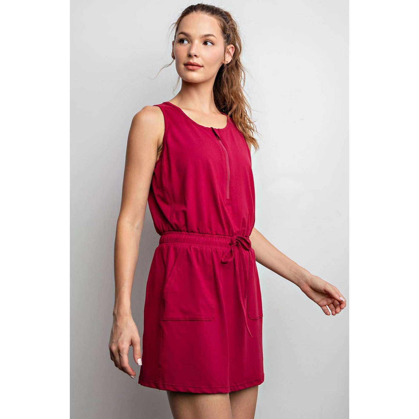 The Lizzie Romper Dress in Pomegranate