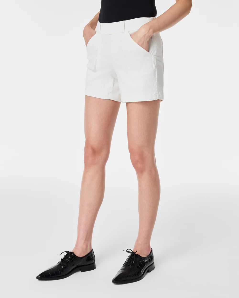 Spanx Stretch Twill Shorts, 4" in Bright White